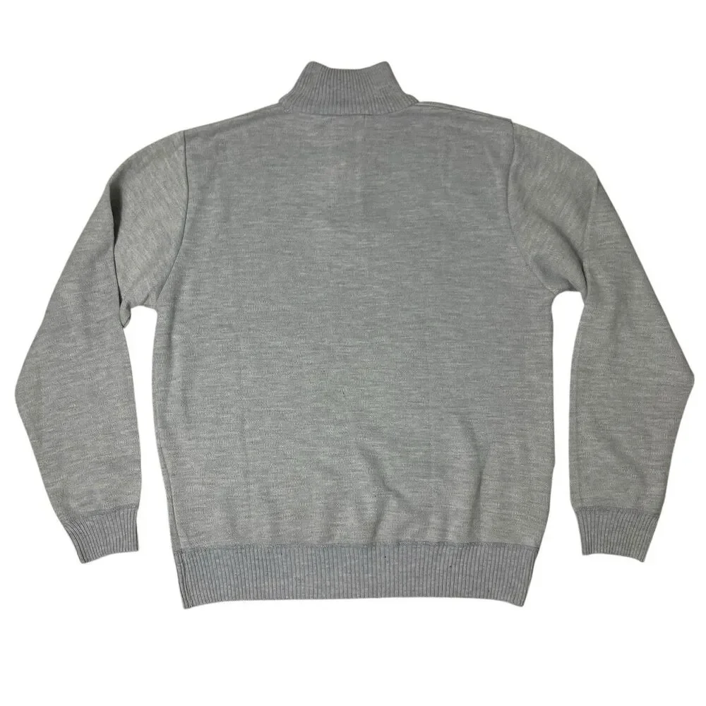 Sorano Quarter Zip Sweater Men L Gray Knit Pullover Minimalist Preppy Streetwear